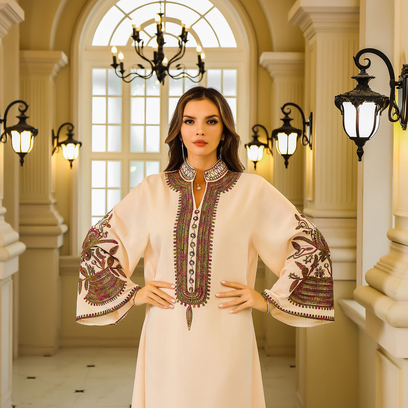 Fashion Muslim Rope Embroidered Robe