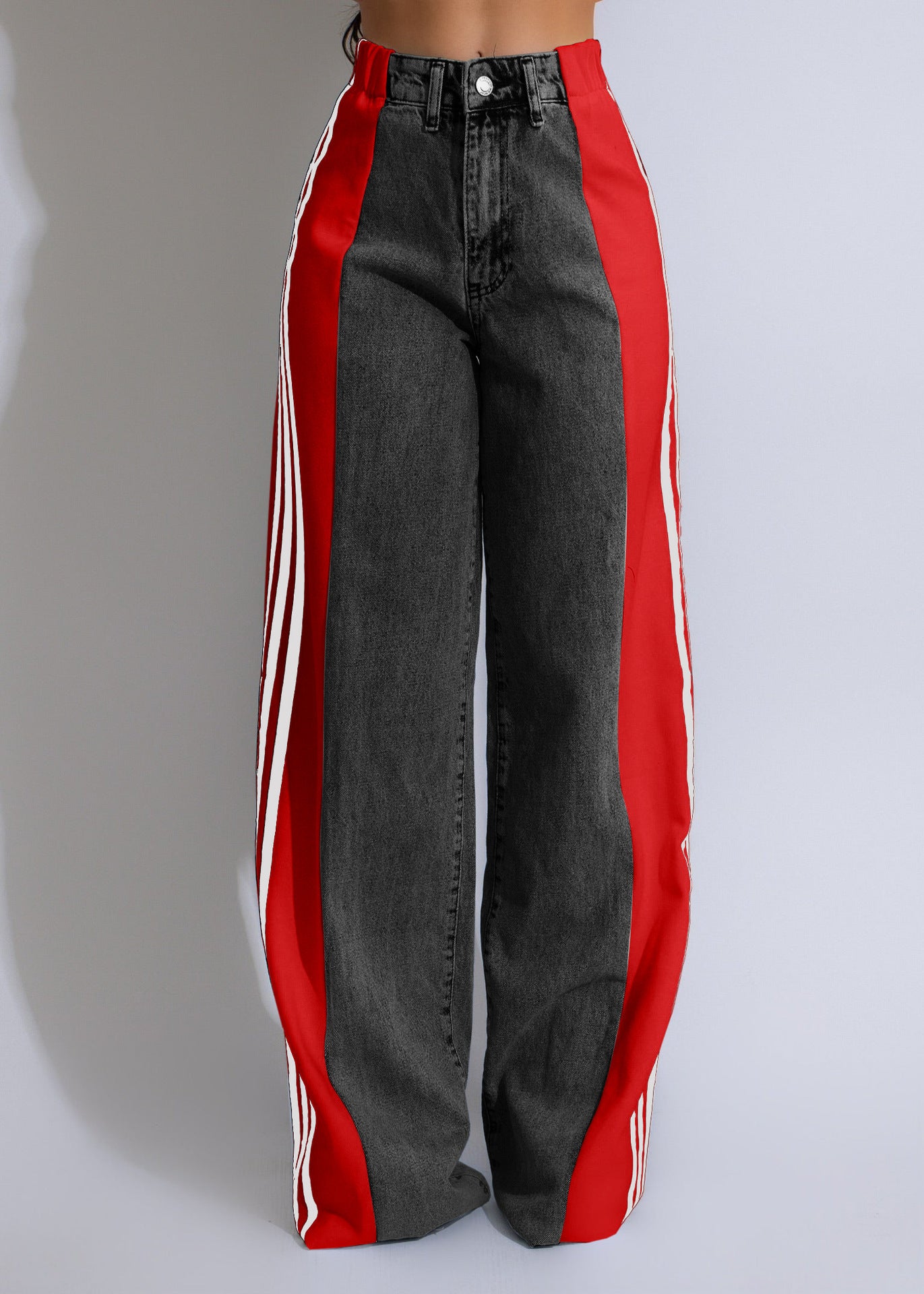 2025 Fashion Casual High Waist Elastic Straight Leg Streetwear Trousers