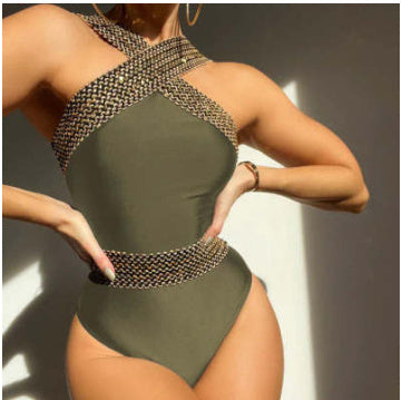 One Piece Solid Color Swimsuit Bikini