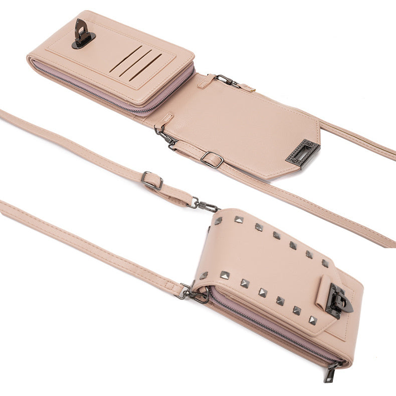 Rivet Design Shoulder Mobile Phone Crossbody Bag