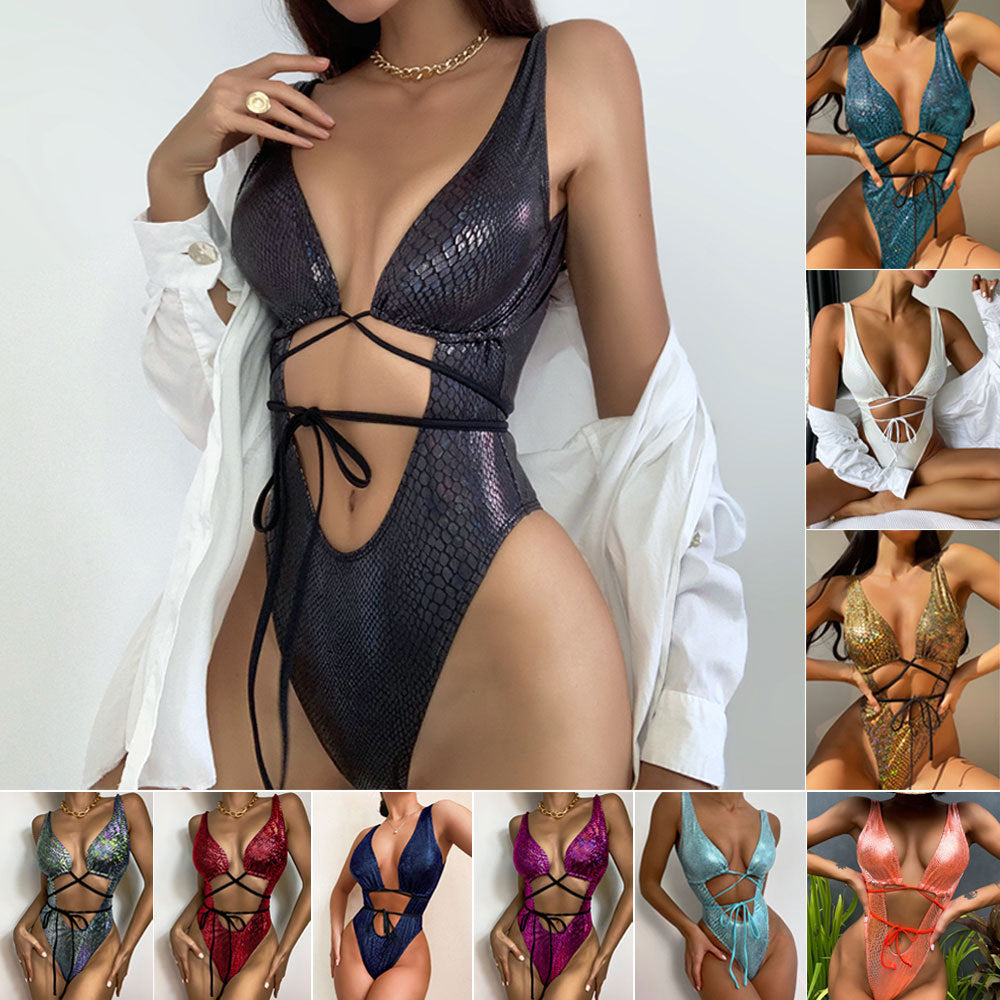 Women's One Piece Lace Up Bikini Swimsuit