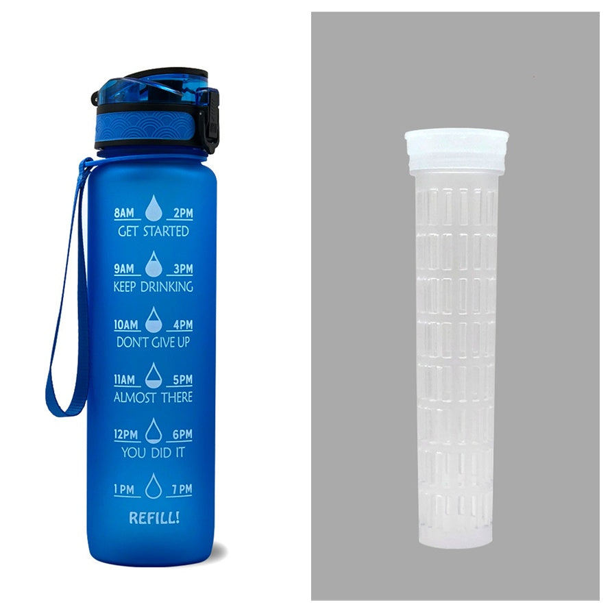 Sports Fitness 1L Tritan Water Bottle With Motivational Time Marker