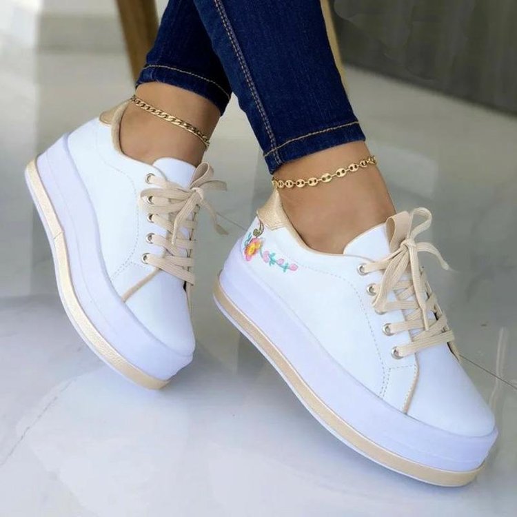 Flowers Embroidery Sneakers For Women