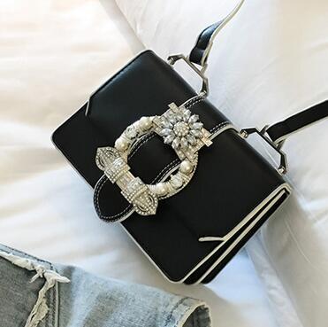 Fashion Diamond Lock Quality PU Leather Elegant Women Shoulder Handbag