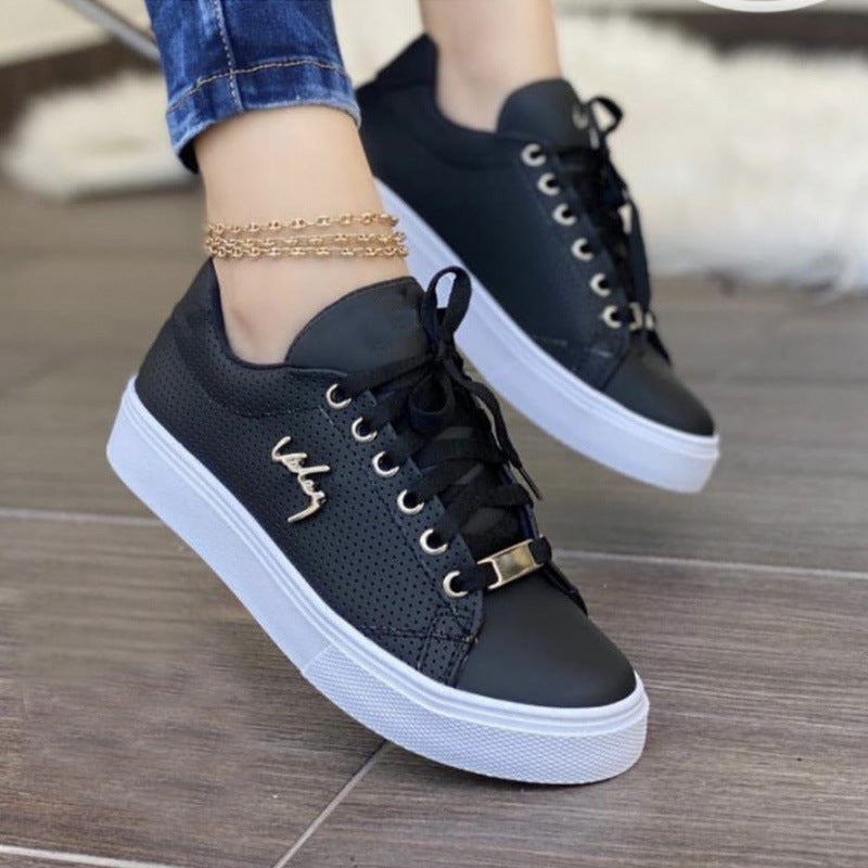Women Flat Breathable Lace-up Sneakers