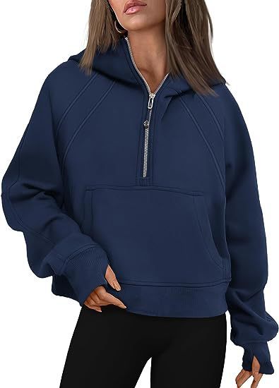 Zipper Hoodie Loose Sport Top Long Sleeve Pullover