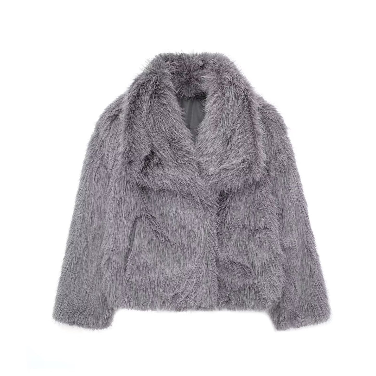 Winter Plush Fashion Thicken Lapel Outwear Coat