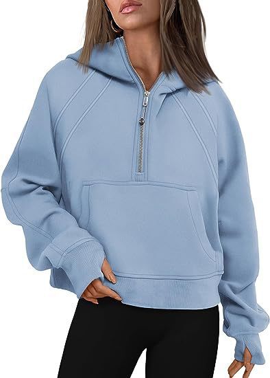 Zipper Hoodie Loose Sport Top Long Sleeve Pullover