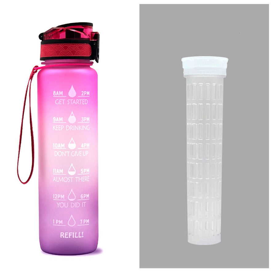 Sports Fitness 1L Tritan Water Bottle With Motivational Time Marker