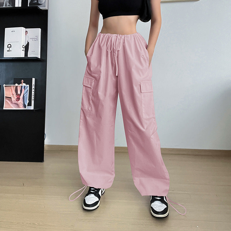 Wide Leg Loose Plus Size Tether Straight Cargo Pants