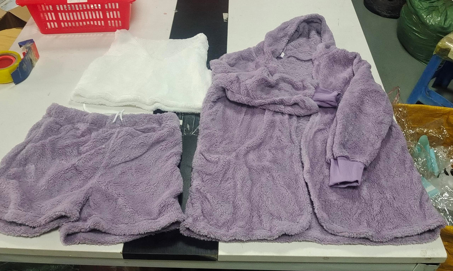 3pcs Womens Plush Pajama Set