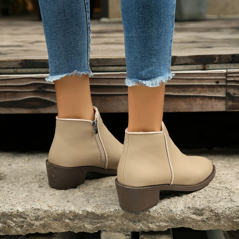 Women's Ankle Chunky Mid Heel Waterproof Shoes