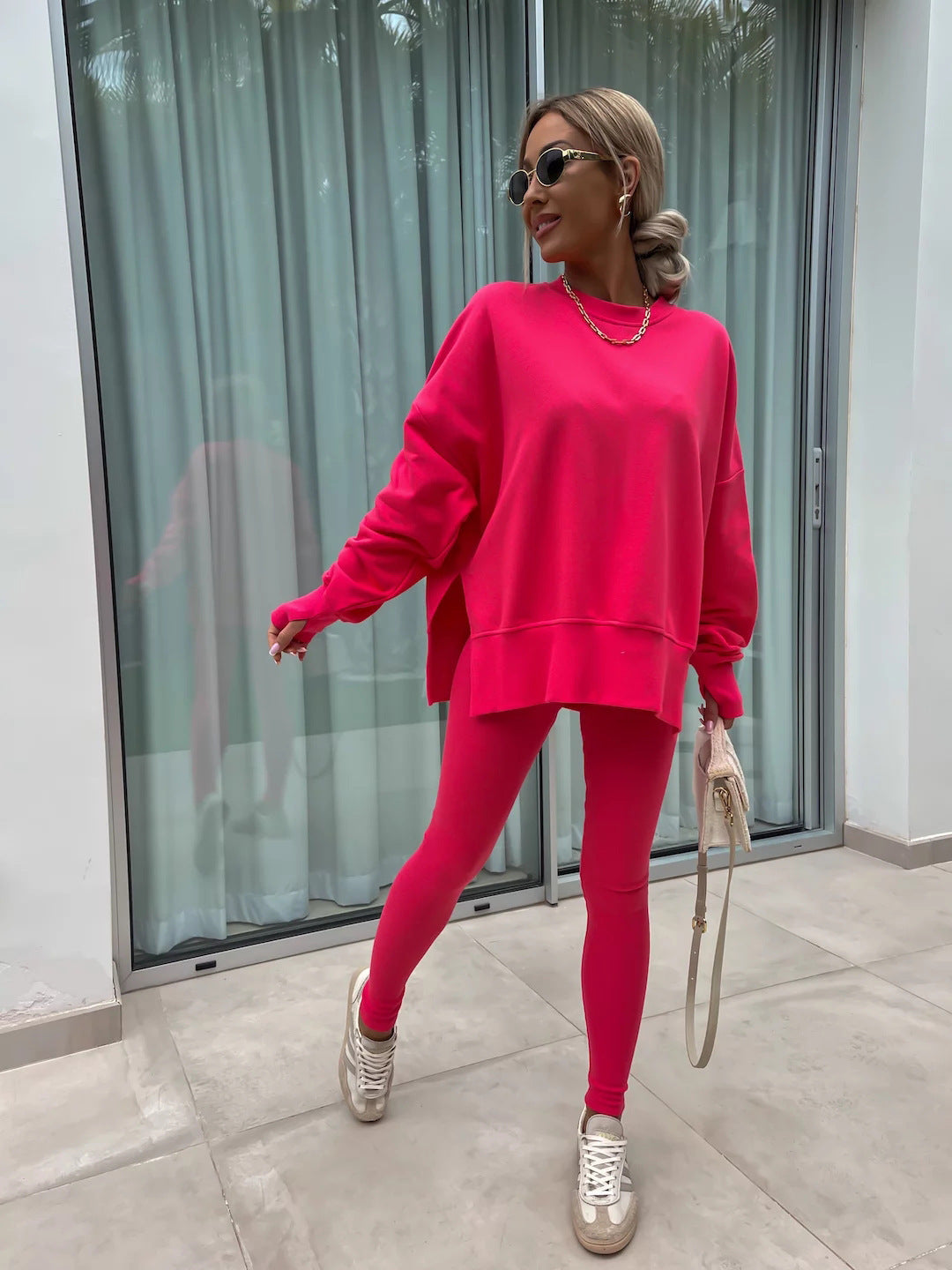 Casual Loose Long Sleeve Crew Neck Sweater Suit