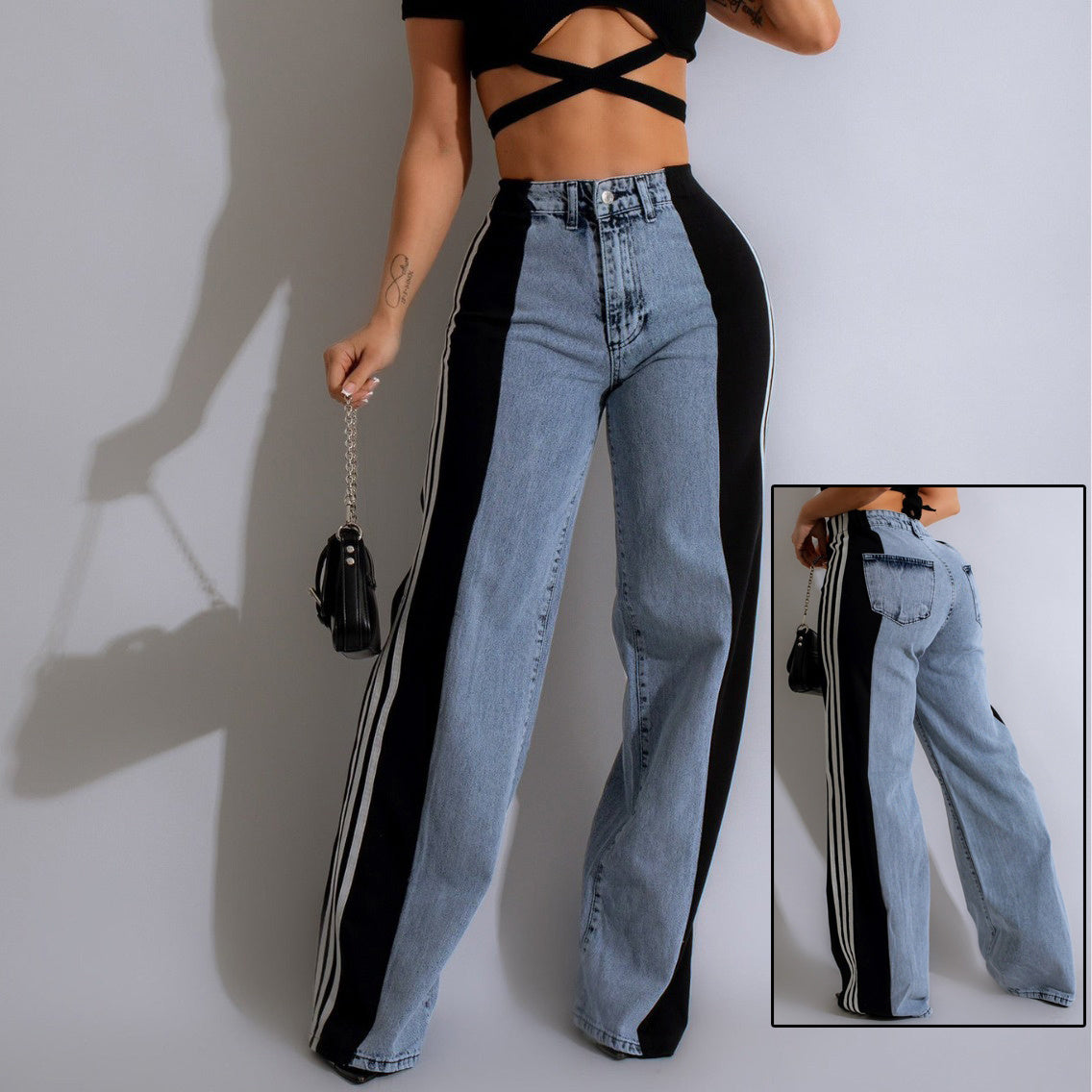 2025 Fashion Casual High Waist Elastic Straight Leg Streetwear Trousers