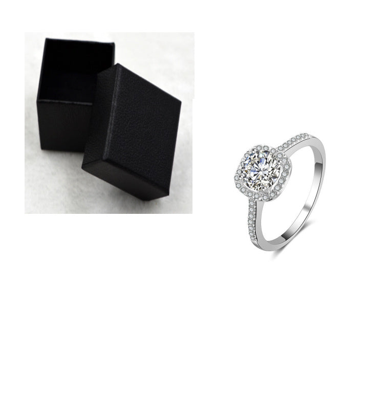 Silver Color Jewelry Luxury Rings Engagement Square Bague Cubic Zirconia