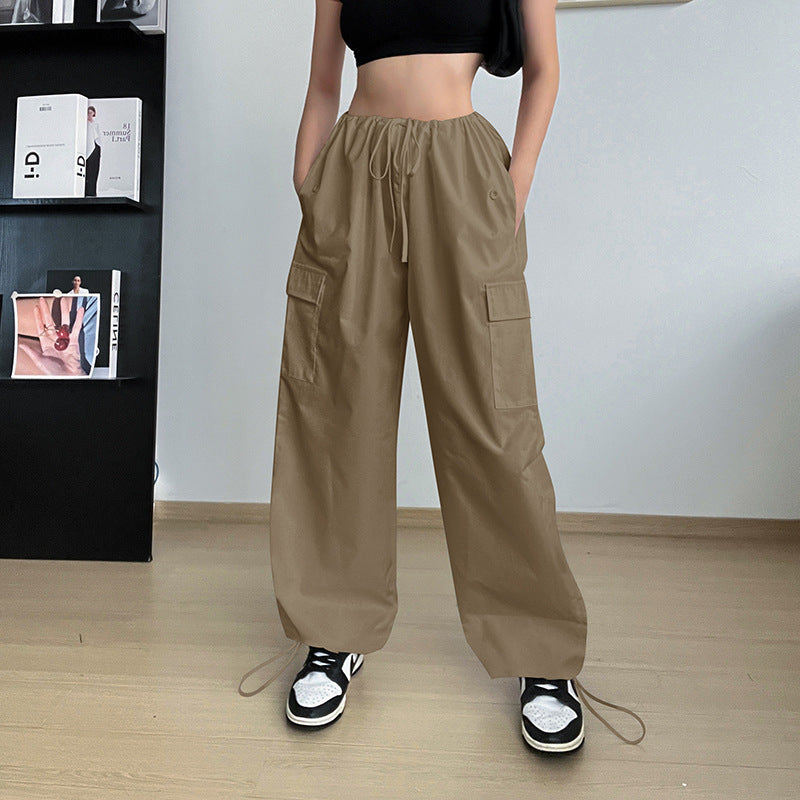 Wide Leg Loose Plus Size Tether Straight Cargo Pants