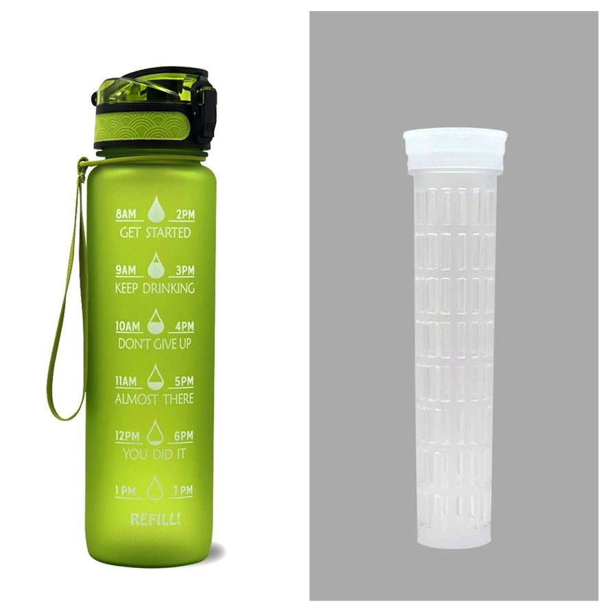 Sports Fitness 1L Tritan Water Bottle With Motivational Time Marker