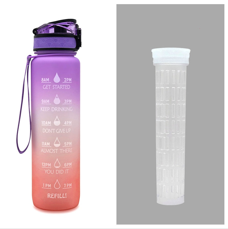 Sports Fitness 1L Tritan Water Bottle With Motivational Time Marker