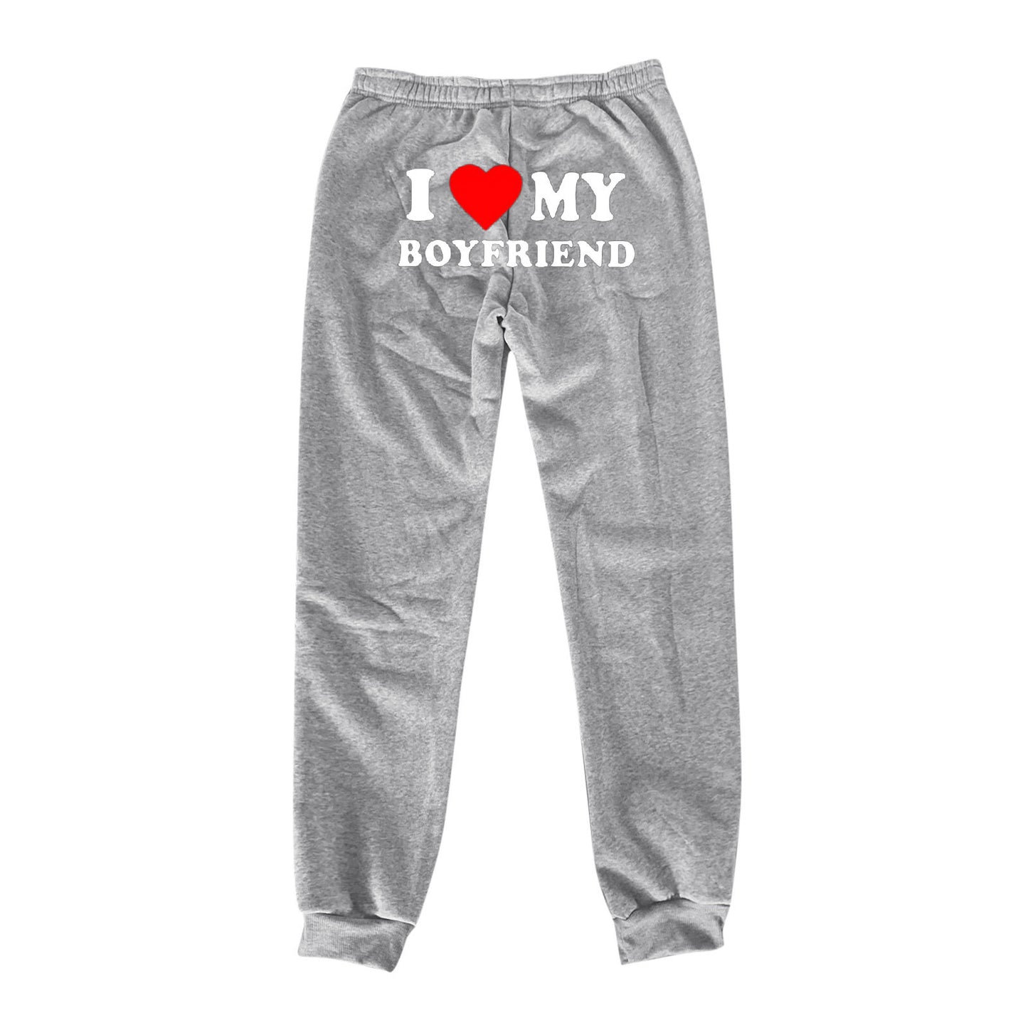 I Love MY BOYFRIEND Printed Casual Trousers