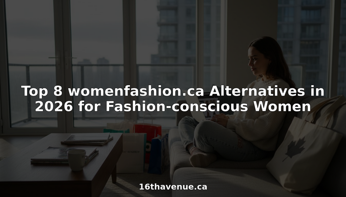 Woman browsing online fashion sites in bright living room