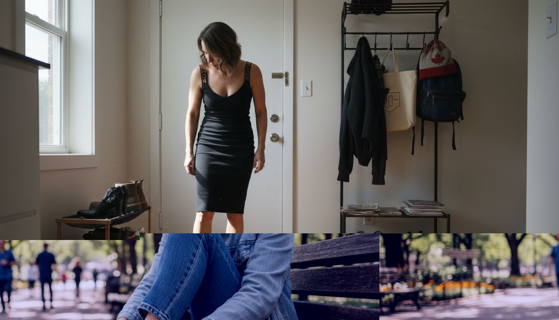 Woman tying sneakers in city park