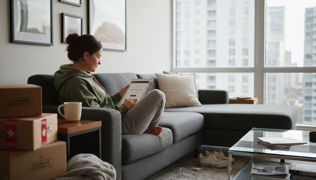 Woman shops fashion with AI in apartment