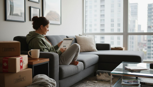 Woman shops fashion with AI in apartment