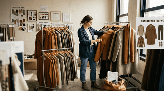Fashion buyer examining seasonal clothes in showroom