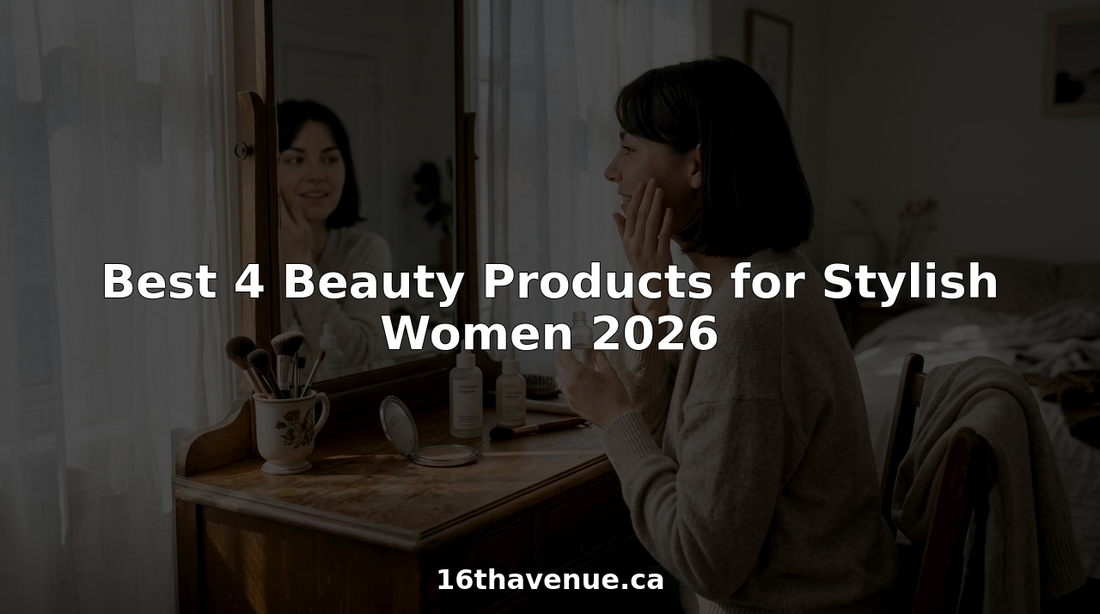 Woman applying beauty products at vanity