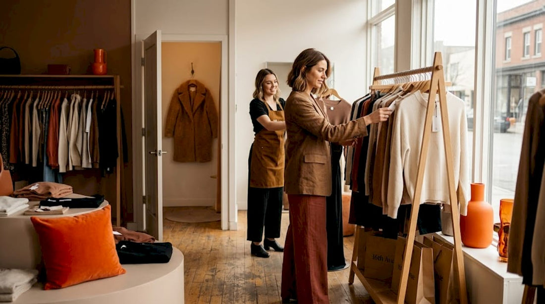 Woman shopping inclusive sizing boutique