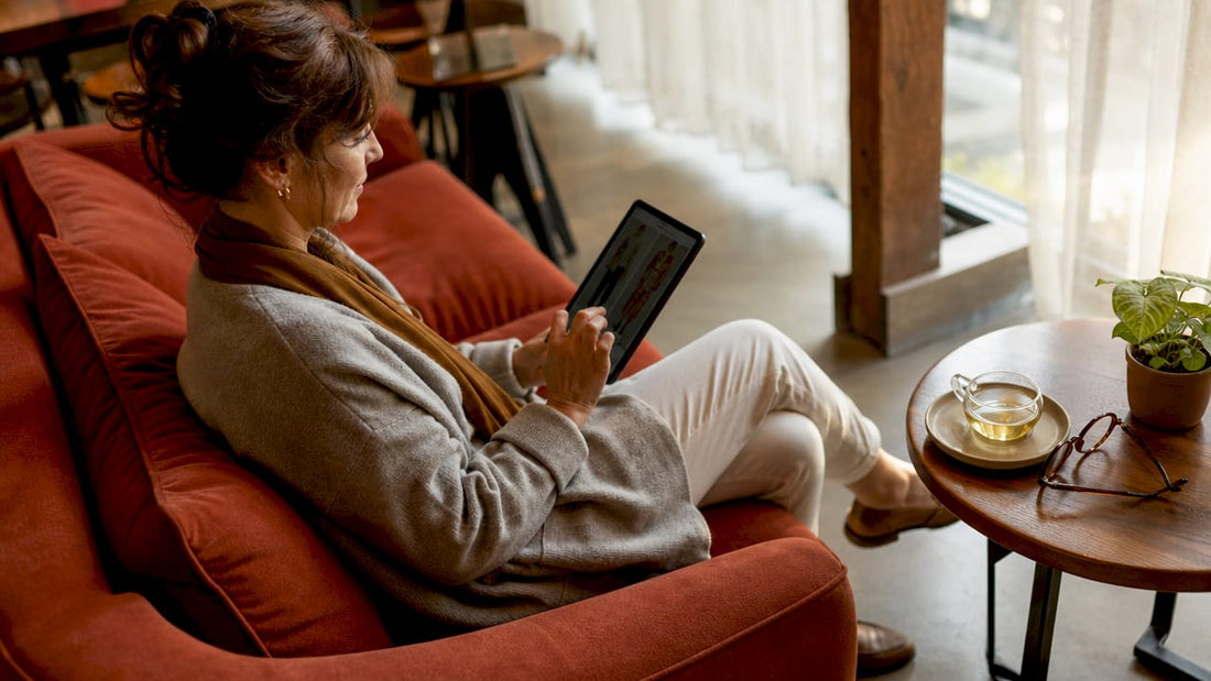 Woman browsing online shopping at home