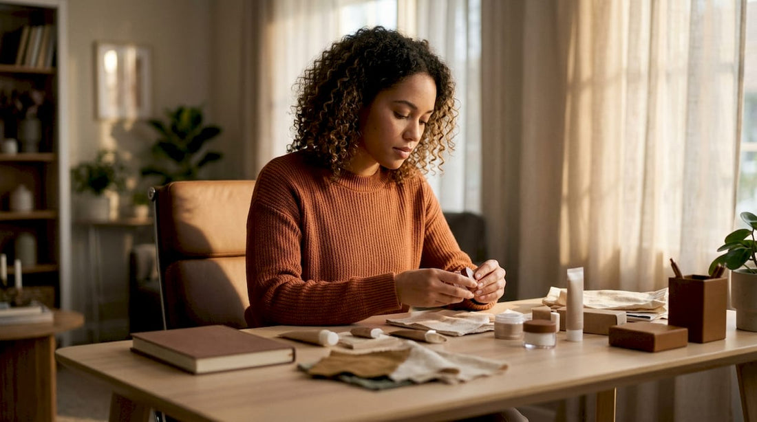 Woman checking cruelty-free beauty products