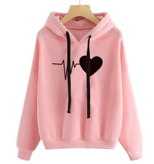 Women's Heart Print Streetwear Autumn Long Sleeve Hoodie
