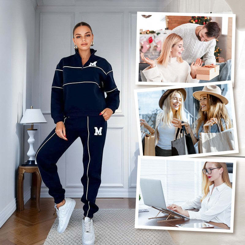 Women's 2 Piece Hoodless Pullover Baggy Sweatsuit