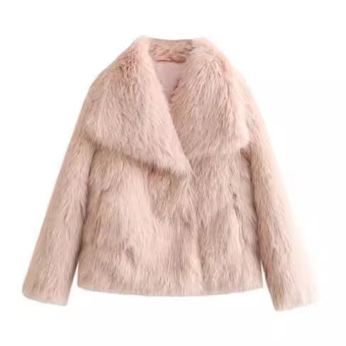 Winter Plush Fashion Thicken Lapel Outwear Coat