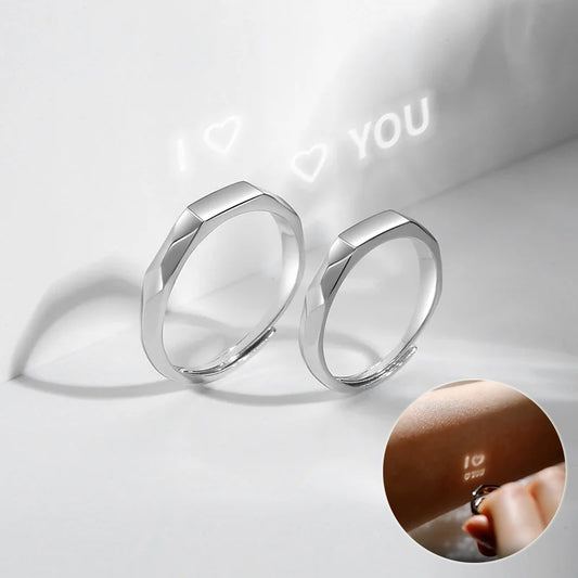 S925 Sterling Silver Rings By Light Reflect Show with Love Pattern Surface - 16th Avenue