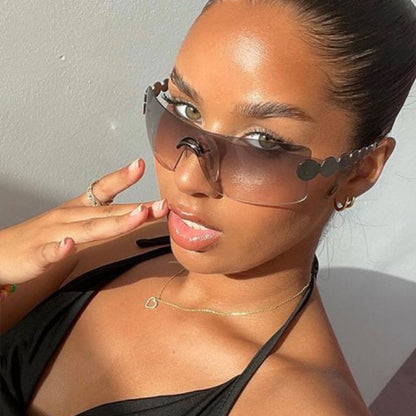 One Piece Rimless Outdoor Sunscreen Sunglasses Concave Styling - 16th Avenue