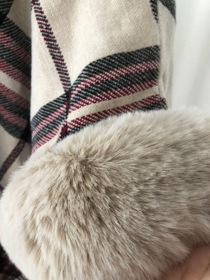 Fringe Cardigan Plaid Shawl Sweater Dress - 16th Avenue