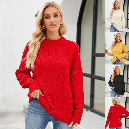 Women's Casual Round-neck Pullover Sweater Fall Winter Sweater