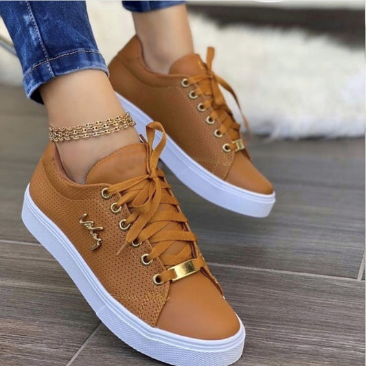 Women Flat Breathable Lace-up Sneakers