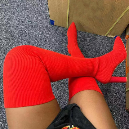 Over Knee Long Pointed Toe High Heel Winter Boot - 16th Avenue