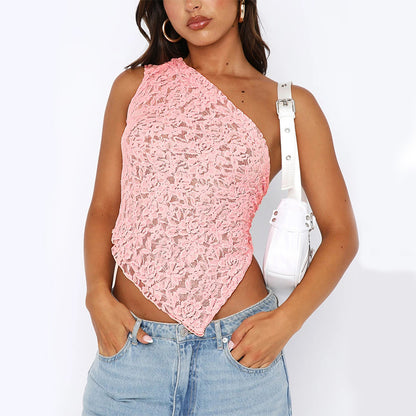 Ins Lace Backless Top Summer Solid Color Waistless Streetwear - 16th Avenue