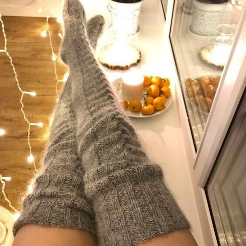 Women's Fall And Winter Over The Knee Knitted Pile Socks