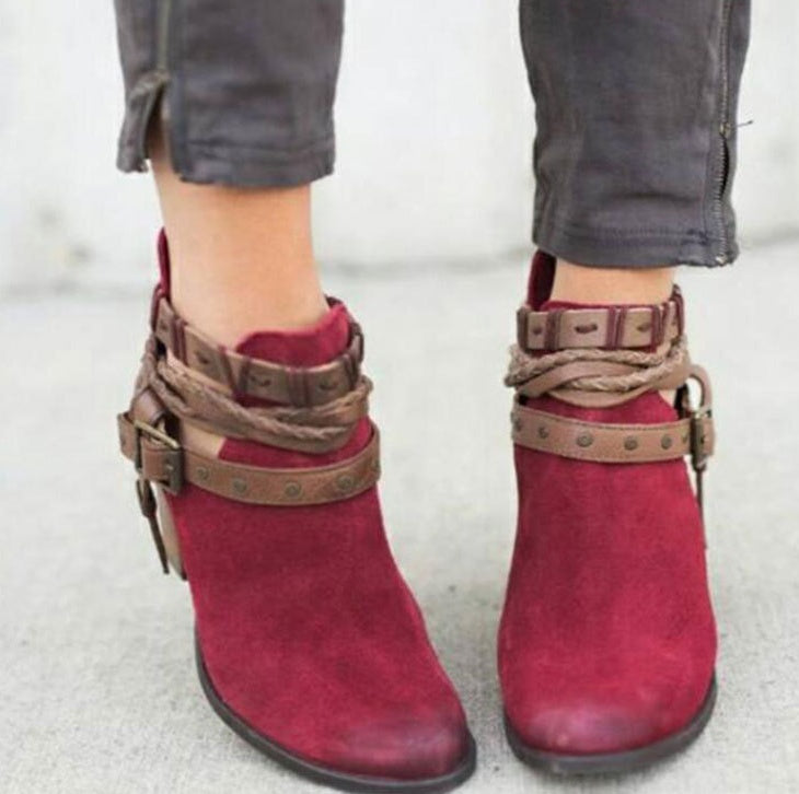 High-heeled Martin Rivet Belt Buckle Boots