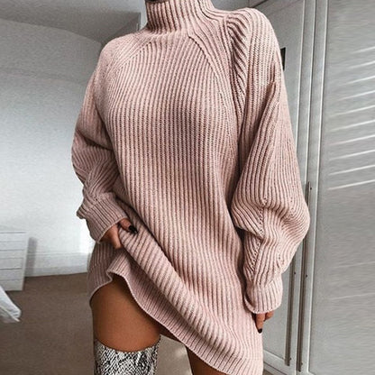 Solid Turtleneck Long Sweater Winter Warm Sweater - 16th Avenue
