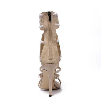 Rhinestone High Heel Sandals - 16th Avenue