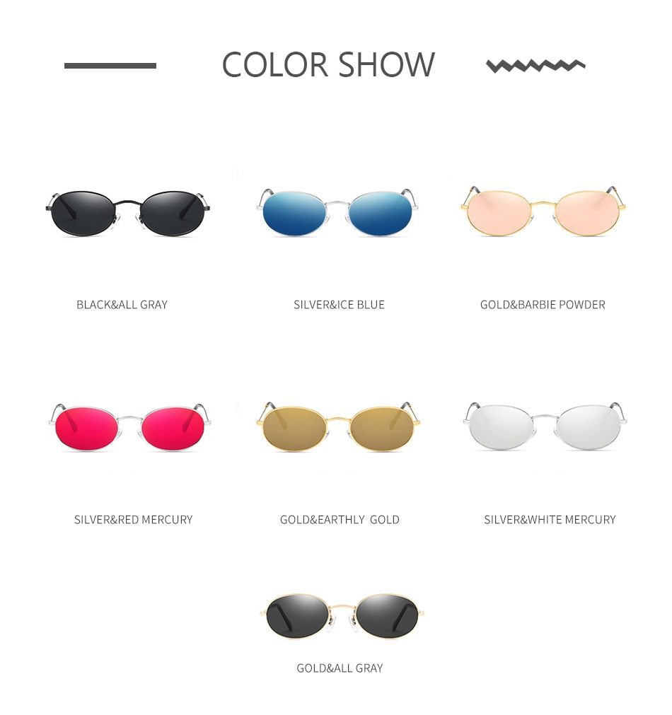 Women Fashion Metal frame Famous Oval Sunglasses