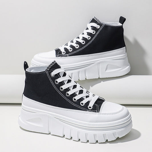 Women's Lace-Up Front High Top Flat Form Canvas Shoes