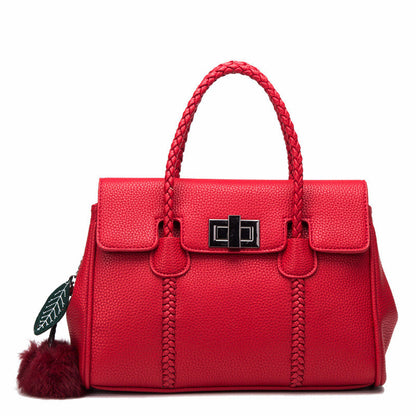 Lychee Pattern Leather Satchel handbag - 16th Avenue