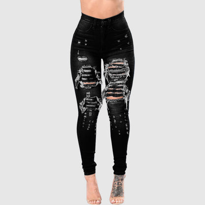 Women's Ripped Denim Washed Denim Pants - 16th Avenue